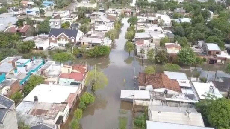 Vista de la crecida del río Paraná en la provincia de Chaco