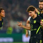 Julián Álvarez festeja su gol para el Atlético de Madrid ante Stuttgart