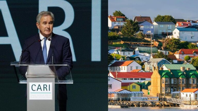 El canciller Pablo Quirno durante su exposición en el CARI