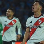 Tomás Galván festeja el primer gol de River ante Belgrano en Córdoba